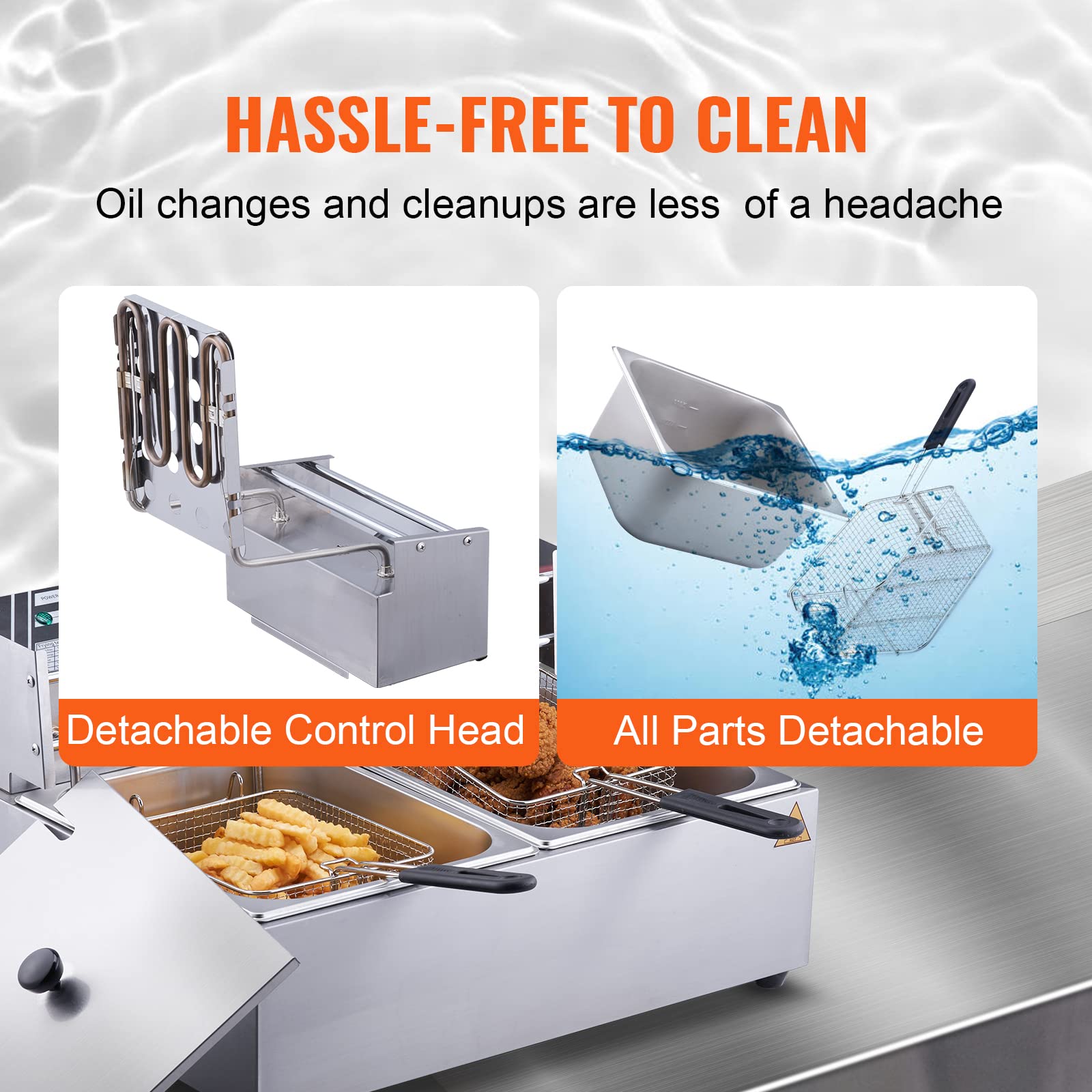 Vevor Electric Deep Fryer, 24L Large Capacity Countertop Fryer W/Dual Removable Basket, 3000W Stainless Steel Dual Deep Fryer Fo